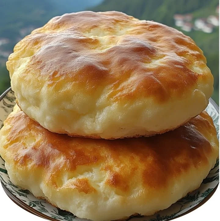 Fluffy cottage cheese cloud bread served on a plate