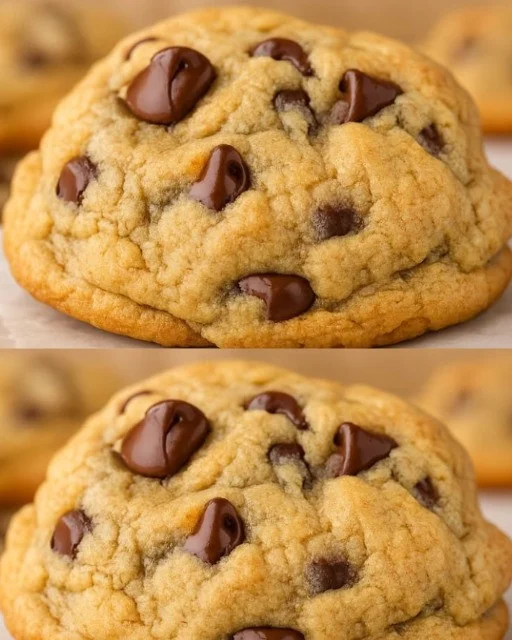 Gooey chocolate chip cookies fresh out of the oven with melting chocolate chunks.