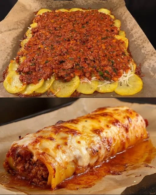 Homemade potato rolls filled with seasoned minced meat, golden brown and fluffy