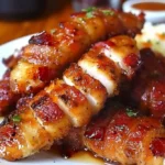 Delicious Bacon Brown Sugar Chicken Tenders served on a plate