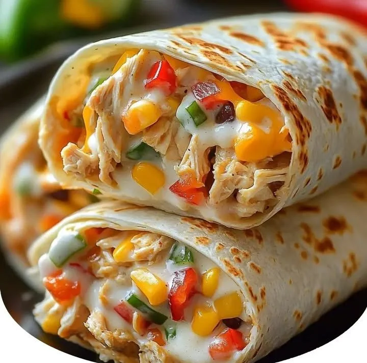Delicious Chicken Bell Pepper Burritos ready to serve on a plate