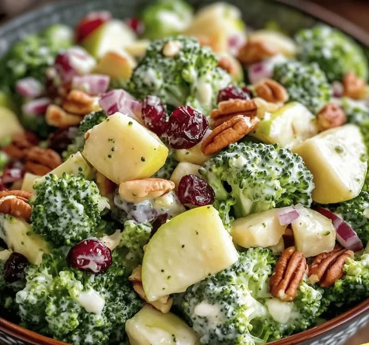 Delicious Honeycrisp Apple Broccoli Salad with vibrant colors and textures