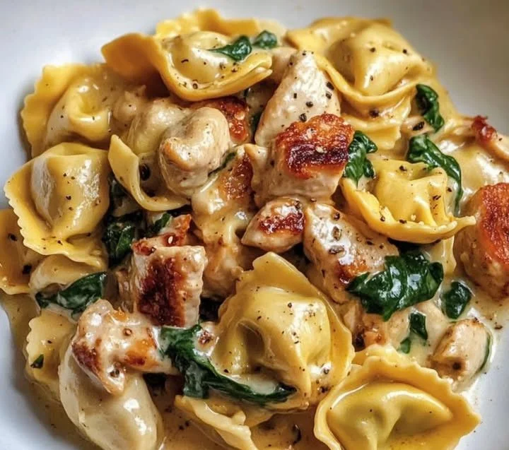 Delicious Marry Me Chicken Tortellini served with fresh herbs and cheese