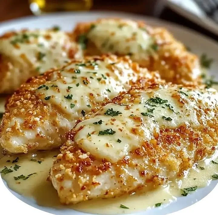 Deliciously cooked Parmesan Chicken served with a side of vegetables.